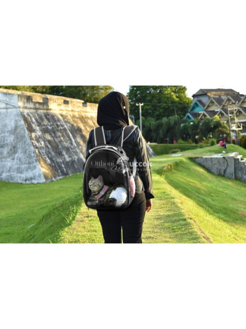 Macskaszállító hátizsák üvegablakkal, kutyaszállító táskával - háziállat hátizsák, utazó táska, kisállat szállító