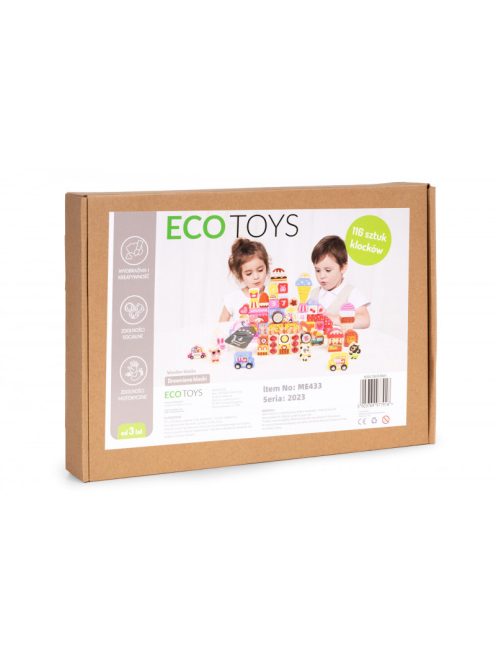 Okos fa építőkocka szett - Cukorváros 116 db.