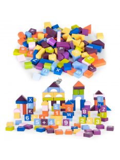   Színes faépítő kockák gyerekeknek 108db - Kreatív játék, oktatás, építészet, szórakozás, gyermekfejlesztés