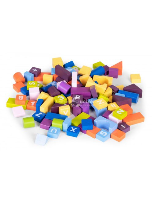 Színes faépítő kockák gyerekeknek 108db - Kreatív játék, oktatás, építészet, szórakozás, gyermekfejlesztés