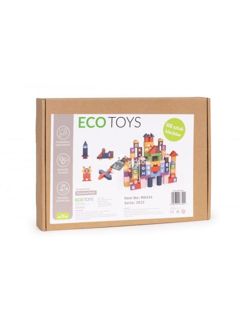 Színes faépítő kockák gyerekeknek 108db - Kreatív játék, oktatás, építészet, szórakozás, gyermekfejlesztés