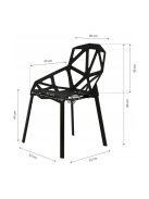 Modern fekete nappali székek szettje, 4 db