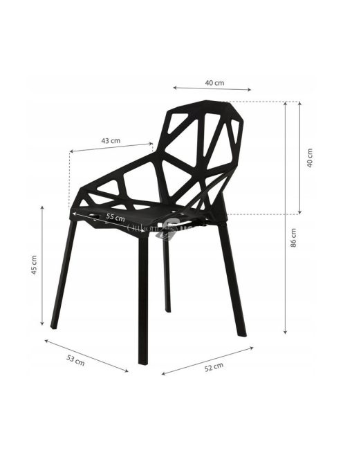 Modern fekete nappali székek szettje, 4 db