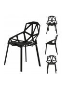 Modern fekete nappali székek szettje, 4 db