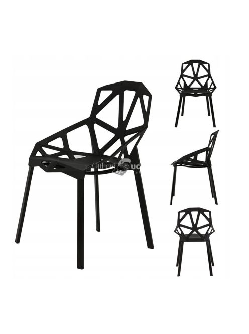 Modern fekete nappali székek szettje, 4 db