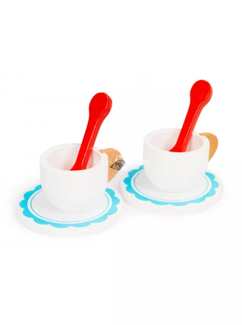Fa torta készlet Ecotoys - gyerek játékfa torta, fa játék konyha, tortaformák, fa játék élelmiszerek, szerepjáték