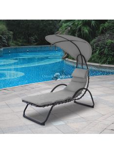   Kerti nyugágy nagy ovális napernyővel ModernHome - kényelmes pihenés a kertben, napvédelemmel, modern designnal.