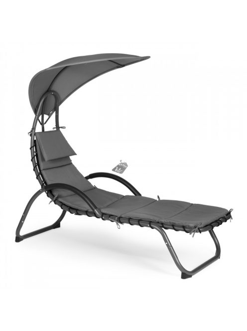 Kerti nyugágy nagy ovális napernyővel ModernHome - kényelmes pihenés a kertben, napvédelemmel, modern designnal.