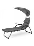 Kerti nyugágy nagy ovális napernyővel ModernHome - kényelmes pihenés a kertben, napvédelemmel, modern designnal.