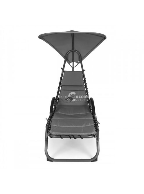 Kerti nyugágy nagy ovális napernyővel ModernHome - kényelmes pihenés a kertben, napvédelemmel, modern designnal.