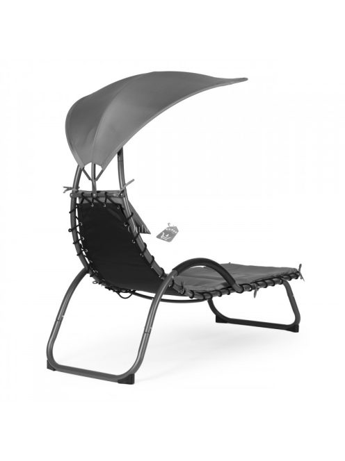 Kerti nyugágy nagy ovális napernyővel ModernHome - kényelmes pihenés a kertben, napvédelemmel, modern designnal.