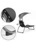 Kerti nyugágy nagy ovális napernyővel ModernHome - kényelmes pihenés a kertben, napvédelemmel, modern designnal.