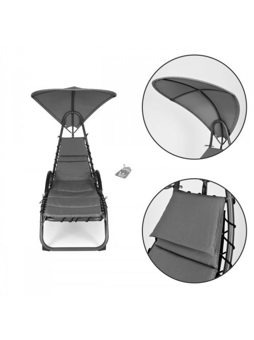 Kerti nyugágy nagy ovális napernyővel ModernHome - kényelmes pihenés a kertben, napvédelemmel, modern designnal.