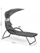 Kerti nyugágy nagy ovális napernyővel ModernHome - kényelmes pihenés a kertben, napvédelemmel, modern designnal.