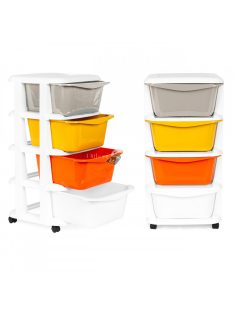   Tároló szervező 4 kihúzható fiókkal, kerekekkel - Gyerek szoba, iroda, nappali rendezés, praktikus tárolás