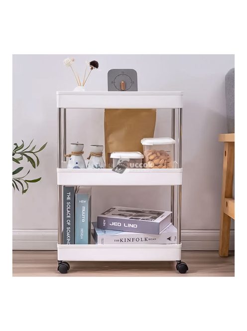 Műanyag fürdőszobai polcos állvány 4 polccal és kerekekkel