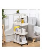 Műanyag fürdőszobai polcos állvány 4 polccal és kerekekkel