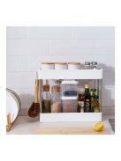 Műanyag fürdőszobai polcos állvány 4 polccal és kerekekkel