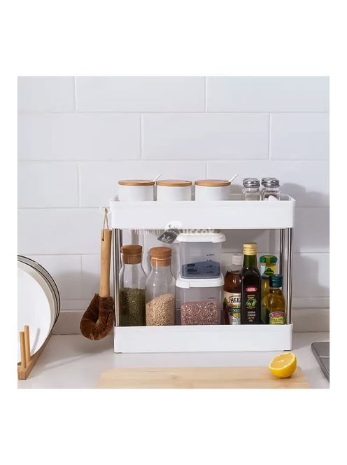 Műanyag fürdőszobai polcos állvány 4 polccal és kerekekkel