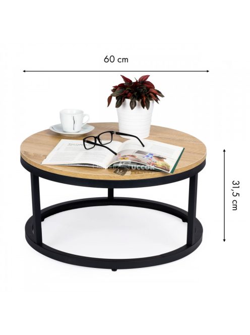 Indusztriális stílusú loft kávézó asztal 60 cm