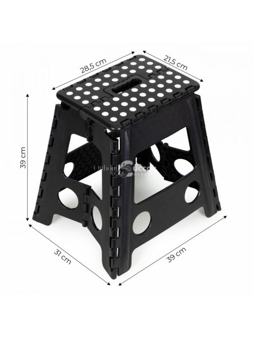 Összecsukható háromlábú, 1 lépcsős műanyag zsámoly, 39 cm