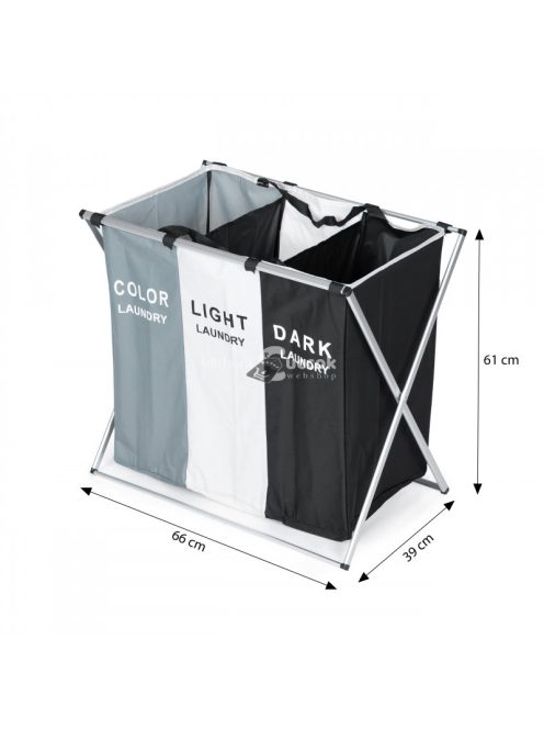 Ruhatartó kosár, 3 szövet kosárral, alumínium szerkezet