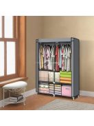 Nagy szövetes ruhásszekrény polcokkal ruhákhoz és cipőkhöz