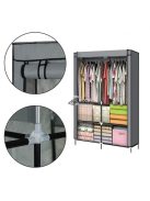 Nagy szövetes ruhásszekrény polcokkal ruhákhoz és cipőkhöz