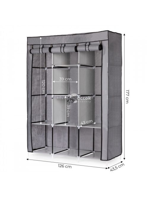 Textil ruhásszekrény - nagy méretű textil szekrény polcokkal ruhák és cipők számára