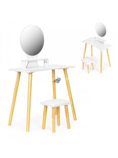   Sminkasztal székkkel és tükör polccal - Modern sminkes asztal - Sminkes komód - Szépítőasztal - Sminkes székkel