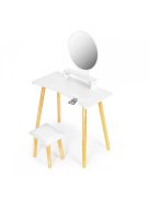 Sminkasztal székkkel és tükör polccal - Modern sminkes asztal - Sminkes komód - Szépítőasztal - Sminkes székkel