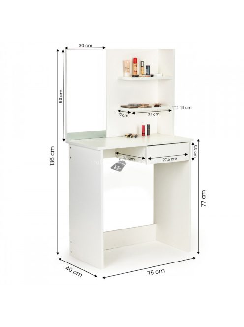 Korszerű öltözőasztal nagy tükörrel és polcokkal ModernHome