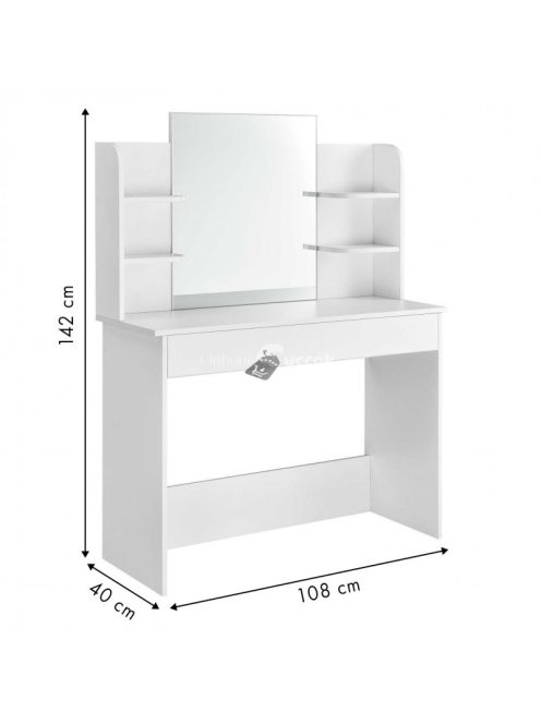 Stílusos sminkasztal nagy tükörrel és polcokkal - ModernHome