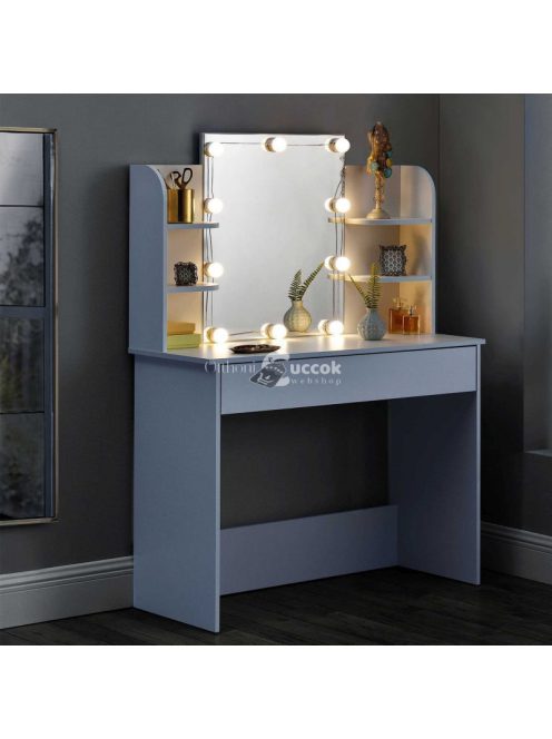 Stílusos sminkasztal nagy tükörrel és polcokkal - ModernHome