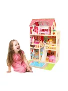 Fa babaház bútorokkal, medencével és világítással ECOTOYS