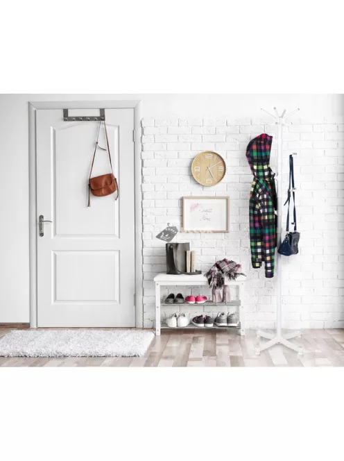 Álló ruhafogas, fehér színben, modern design, könnyen összeszerelhető, praktikus tárolás