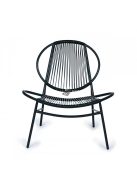 Rattan kerti bútor szett fém székekkel, pad és fekete asztal - kerti bútor, rattan bútor, kerti asztal, kerti szék