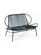 Rattan kerti bútor szett fém székekkel, pad és fekete asztal - kerti bútor, rattan bútor, kerti asztal, kerti szék