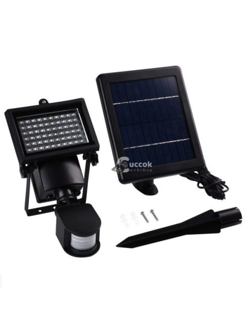 60 LED-es mozgásérzékelős, napelemes lámpa