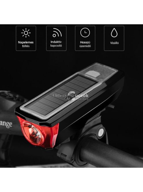 Multifunkciós, napelemes kerékpár világítás