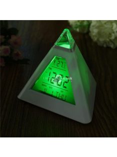   Ébresztőóra, digitális óra, asztali óra (színváltós, piramis alakú)