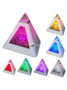 Ébresztőóra, digitális óra, asztali óra (színváltós, piramis alakú)