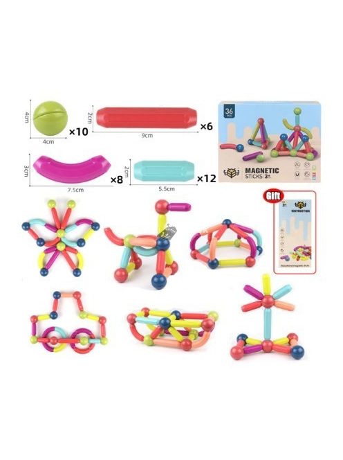 Nagy méretű mágneses építő játék gyerekeknek (36 darabos)