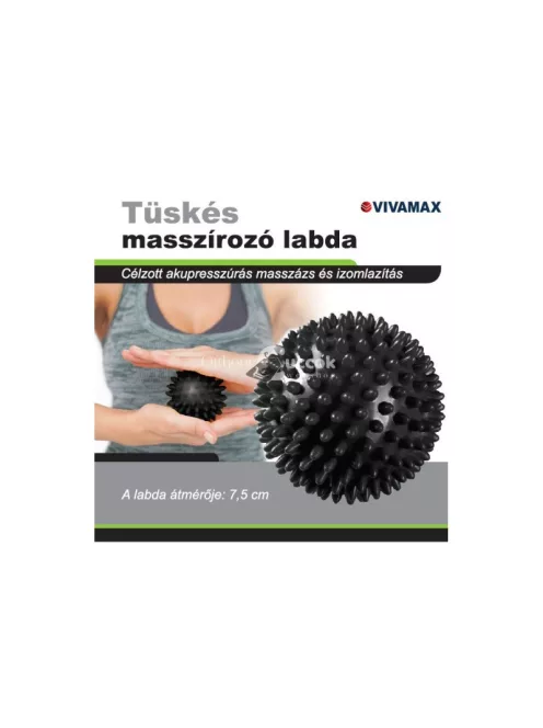 VivaMax Tüskés masszírozó labda 7,5 cm (fekete)