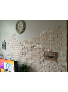   Öntapadós 3D tégla hatású dekor falmatrica, tapéta fehér színben