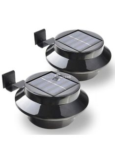   Napelemes ereszcsatornára vagy kerítésre szerelhető LED lámpa, fekete, 2 db