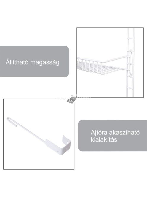 5 szintes, ajtóra akasztható fém tároló polc 130 cm