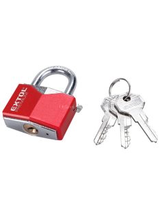   Extol piros színű rombusz alakú vas lakat 3 darab kulccsal