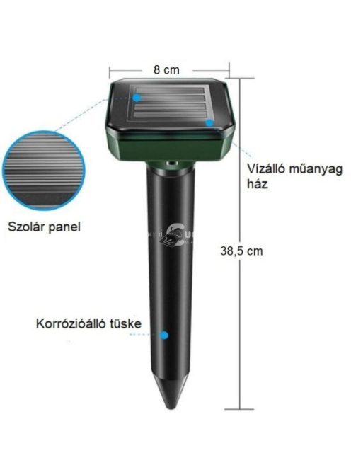 2 darabos napelemes ultrahangos vakond és kártevő riasztó készlet