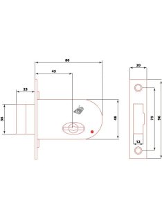   Reteszzár, bevéső, duplatollú, 2 kulccsal, 45mmx20mm Flame